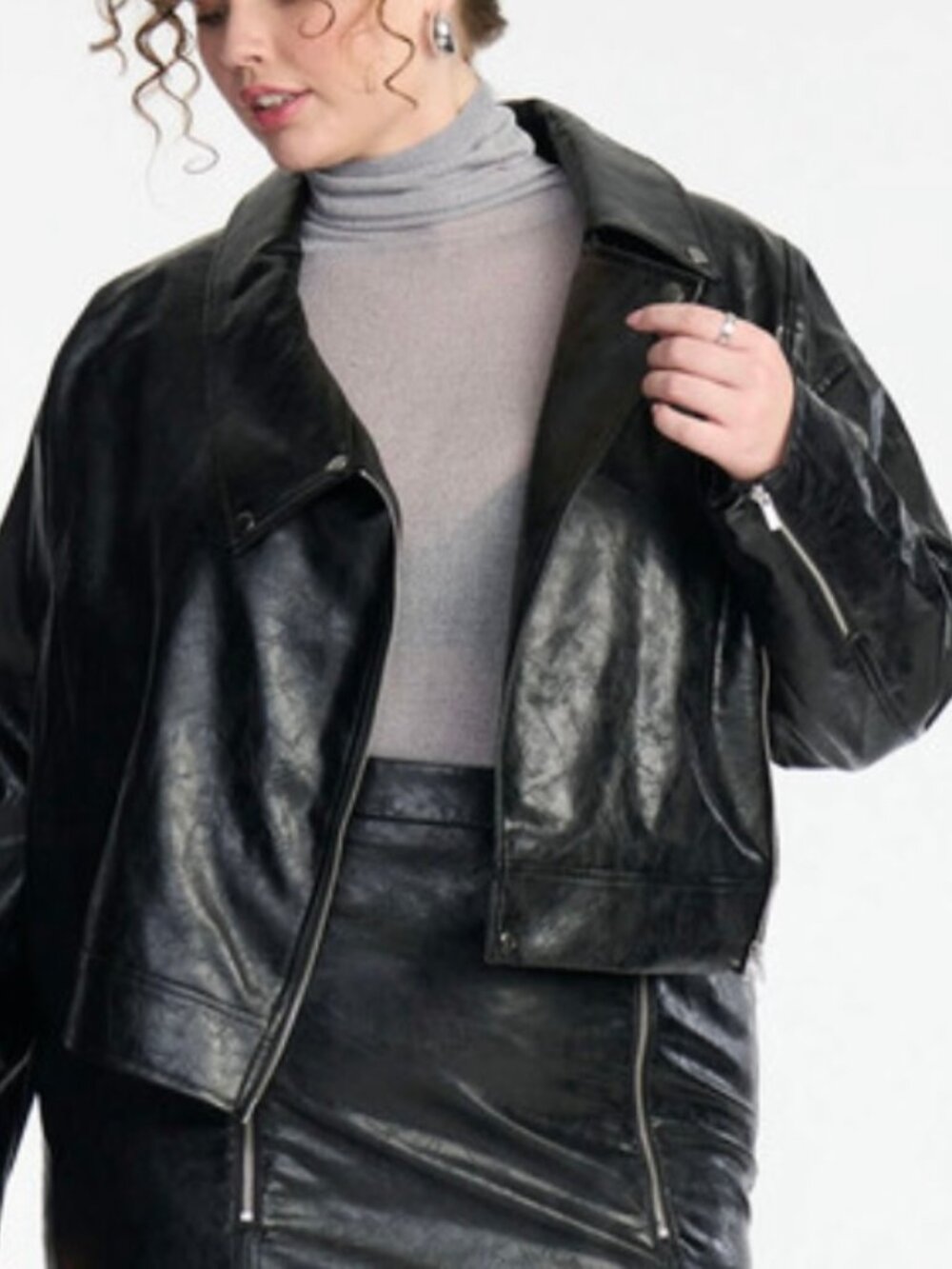 ELOQUII Black Faux Leather Moto Jacket NWT Plus Size Biker - Picture 7 of 10